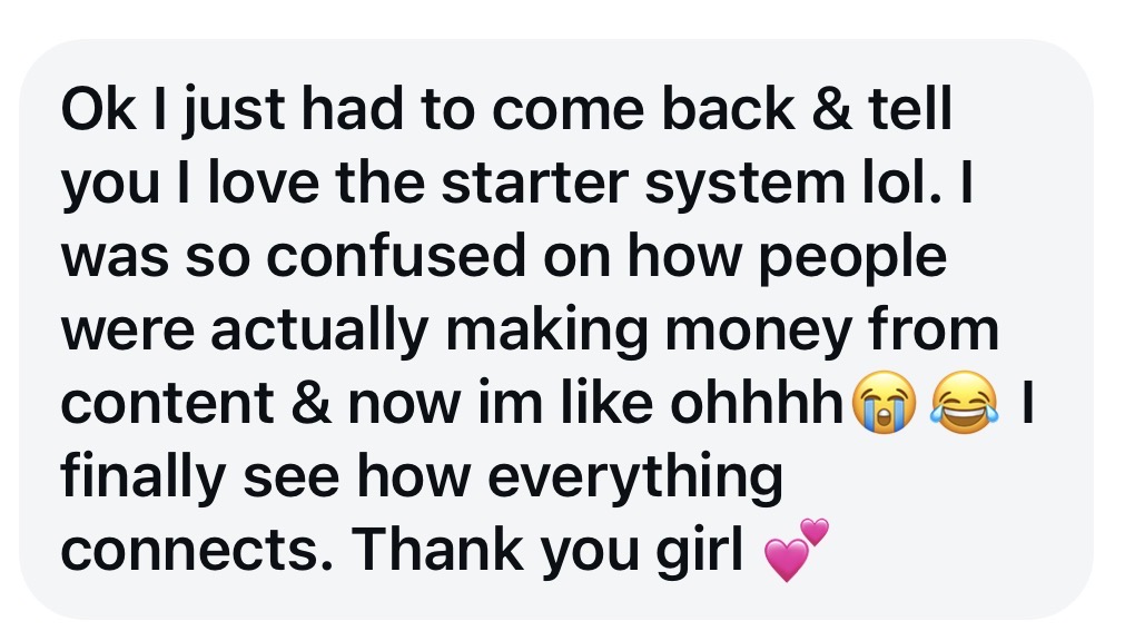 Client testimonial about understanding content and income